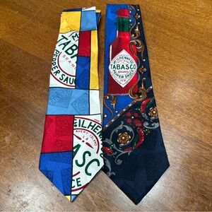 Neck Tie 100% Silk Tabasco Hot Sauce Tabasco‎ Bottle Vintage Fun Playful Party
